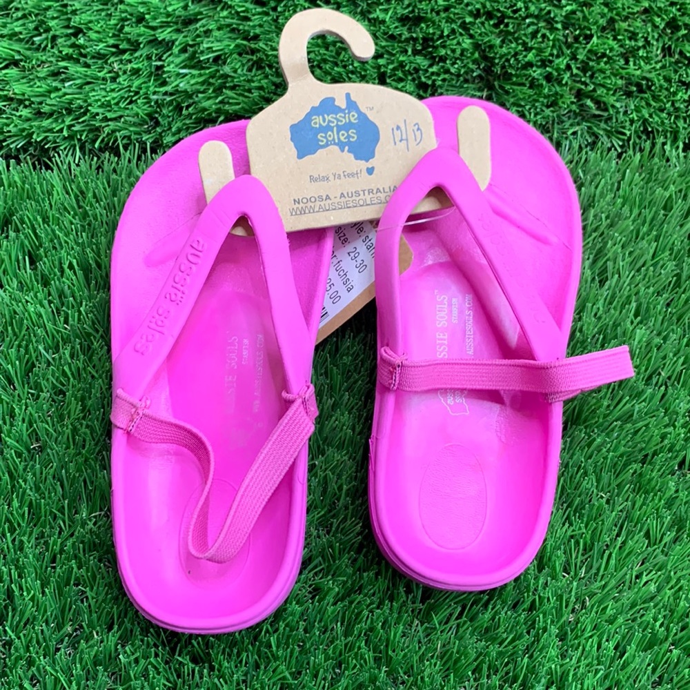 Aussie Soles Pink Starfish Flip Flops with Strap